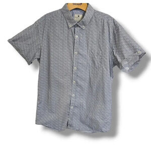 Steel & Jelly London men's blue white rolled short sleeves button-down shirt  LG